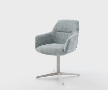 DELIFE Draaistoel Pejo-Flex chenille pastelblauw kruispoot roestvrij staal 360° draaibaar pocketveer kern