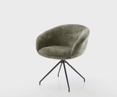 DELIFE Draaistoel Vinka-Flex met armleuning chenille olijfgroen kruisframe conisch zwart 180° draaibaar pocketveer kern