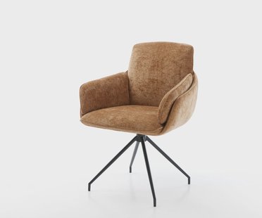 DELIFE Draaistoel Luan-Flex met armleuning chenille Roest kruisframe conisch zwart 180° draaibaar