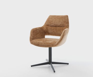 DELIFE Draaistoel Yago-Flex met armleuning chenille Roest kruispoot zwart 360° draaibaar pocketveer kern