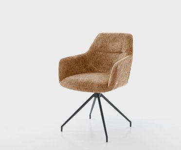 DELIFE Draaistoel Pejo-Flex chenille Roest kruisframe conisch zwart 180° draaibaar pocketveer kern