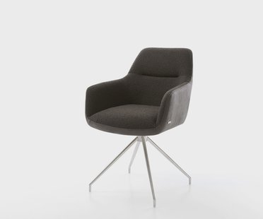 DELIFE Draaistoel Pejo-Flex materiaalmix zwart kruisframe conisch roestvrij staal 180° draaibaar pocketveer kern