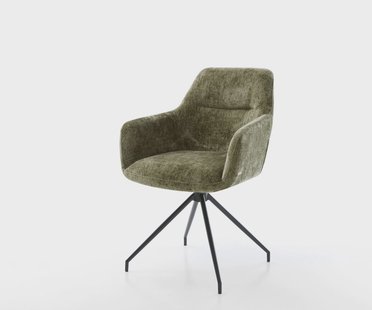 DELIFE Draaistoel Pejo-Flex chenille olijfgroen kruisframe conisch zwart 180° draaibaar pocketveer kern