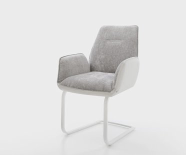 DELIFE Sledemodel Zoa-Flex materiaalmix echt leer wit-zilver grijs sledemodel vlak wit pocketveer kern