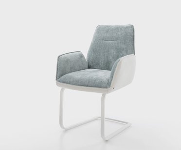 DELIFE Sledemodel Zoa-Flex materiaalmix echt leer wit-pastelblauw sledemodel vlak wit pocketveer kern