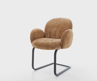 DELIFE Sledemodel Nube-Flex met armleuning chenille Roest sledemodel vlak zwart pocketveer kern