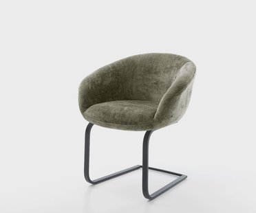 DELIFE Sledemodel Vinka-Flex met armleuning chenille olijfgroen sledemodel vlak zwart pocketveer kern