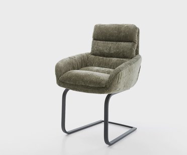 DELIFE Sledemodel Abelia-Flex met armleuning chenille olijfgroen sledemodel vlak zwart