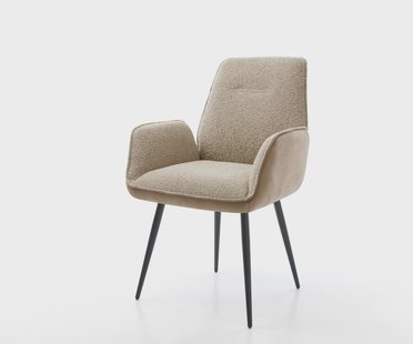 DELIFE Eetkamerstoel Zoa-Flex materiaalmix mud 4-poot conisch zwart pocketveer kern