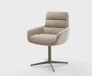 DELIFE Draaistoel Abelia-Flex met armleuning materiaalmix mud kruispoot afwerking met titanium 360° draaibaar