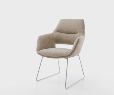 DELIFE Eetkamerstoel Yago-Flex met armleuning materiaalmix mud slipframe roestvrij staal pocketveer kern