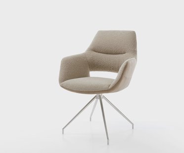 DELIFE Draaistoel Yago-Flex met armleuning materiaalmix mud kruisframe conisch roestvrij staal 180° draaibaar pocketveer kern