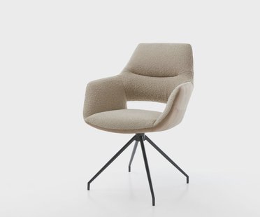 DELIFE Draaistoel Yago-Flex met armleuning materiaalmix mud kruisframe conisch zwart 180° draaibaar pocketveer kern