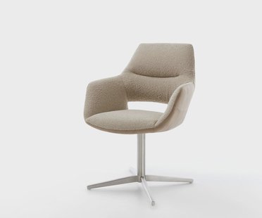 DELIFE Draaistoel Yago-Flex met armleuning materiaalmix mud kruispoot roestvrij staal 360° draaibaar pocketveer kern