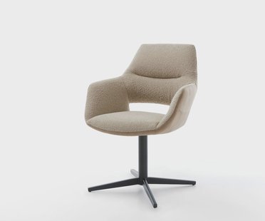 DELIFE Draaistoel Yago-Flex met armleuning materiaalmix mud kruispoot zwart 360° draaibaar pocketveer kern