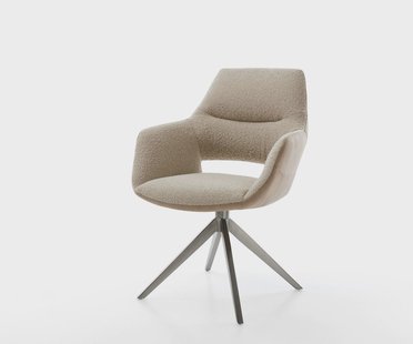 DELIFE Draaistoel Yago-Flex met armleuning materiaalmix mud kruisframe breed roestvrij staal 360° draaibaar rocker-functie pocketveer kern