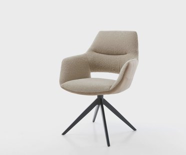 DELIFE Draaistoel Yago-Flex met armleuning materiaalmix mud kruisframe breed zwart 360° draaibaar rocker-functie pocketveer kern