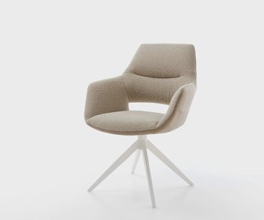 DELIFE Draaistoel Yago-Flex met armleuning materiaalmix mud kruisframe breed wit 360° draaibaar rocker-functie pocketveer kern