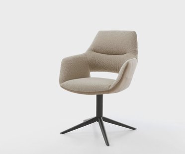 DELIFE Draaistoel Yago-Flex met armleuning materiaalmix mud kruispoot zwart 360° draaibaar rocker-functie pocketveer kern