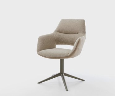 DELIFE Draaistoel Yago-Flex met armleuning materiaalmix mud kruispoot afwerking met titanium 360° draaibaar rocker-functie pocketveer kern