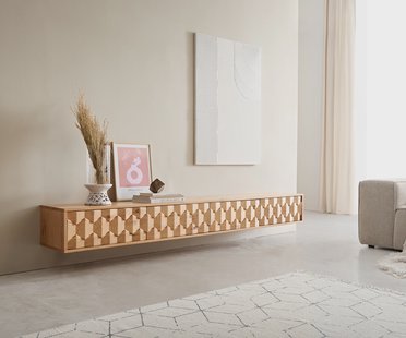 DELIFE Tv-meubel Fevo 220 cm natuur eiken 4 deuren zwevend