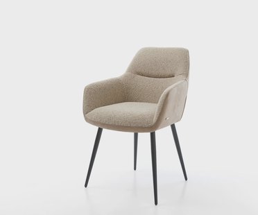 DELIFE Eetkamerstoel Pejo-Flex materiaalmix mud 4-poot conisch zwart pocketveer kern