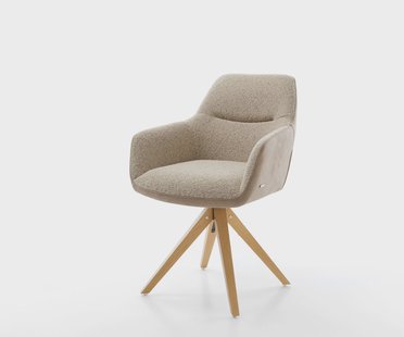 DELIFE Draaistoel Pejo-Flex materiaalmix mud houten frame hoekig wit 180° draaibaar pocketveer kern