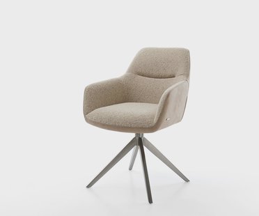 DELIFE Draaistoel Pejo-Flex materiaalmix mud kruisframe breed roestvrij staal 360° draaibaar rocker-functie pocketveer kern