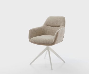 DELIFE Draaistoel Pejo-Flex materiaalmix mud kruisframe breed wit 360° draaibaar rocker-functie pocketveer kern