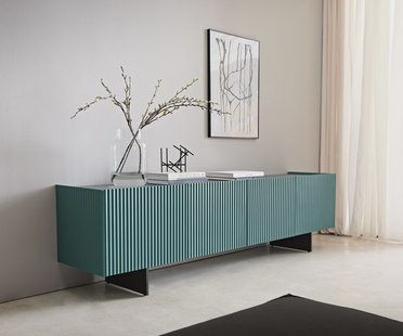 DELIFE Tv-meubel Kelani 200 cm Petrol 4 deuren Onderstel zwevend metaal zwart