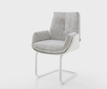 DELIFE Sledemodel Clea-Flex materiaalmix echt leer wit-zilver grijs sledemodel vlak wit