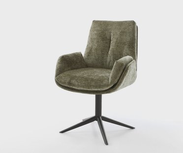 DELIFE Draaistoel Clea-Flex chenille olijfgroen kruispoot zwart 360° draaibaar rocker-functie
