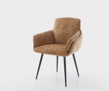 DELIFE Eetkamerstoel Luan-Flex met armleuning chenille Roest 4-poot conisch zwart