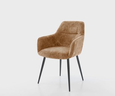 DELIFE Eetkamerstoel Pejo-Flex chenille Roest 4-poot conisch zwart pocketveer kern