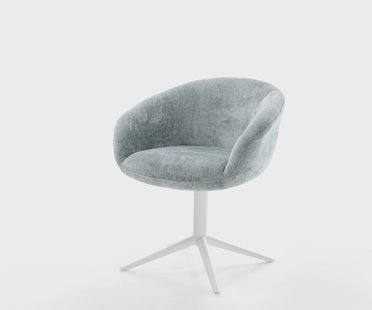 DELIFE Draaistoel Vinka-Flex met armleuning chenille pastelblauw kruispoot wit 360° draaibaar rocker-functie pocketveer kern