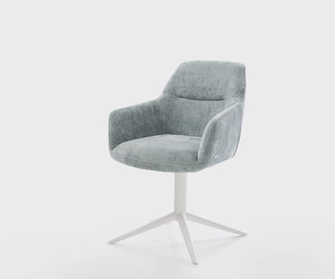 DELIFE Draaistoel Pejo-Flex chenille pastelblauw kruispoot wit 360° draaibaar rocker-functie pocketveer kern