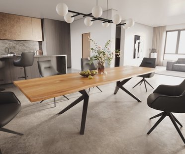 DELIFE Eettafel Edge 300x100x4 eiken natuur Zenthara kantig metaal zwart Live-Edge