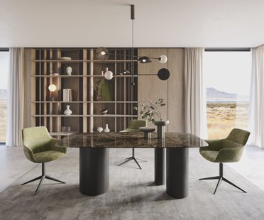 DELIFE Eettafel Edge Boot 200x100 keramiek  Laminam® Emperador Extra Lucidato donkerbruin Troa metaal zwart