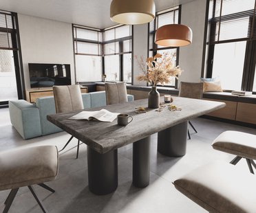 DELIFE Eettafel Edge 200x100 XL acacia Platin Troa metaal zwart Live-Edge