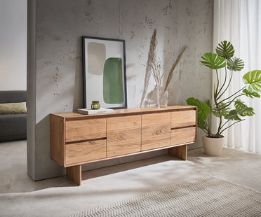 DELIFE TV-meubel Elandor acacia natuur 175 cm 2 deuren 4 lades houten pootjes