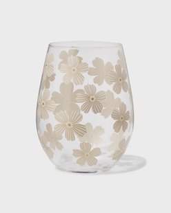 HEMA Glas 550ml bloemen (beige)
