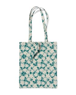 HEMA Canvas tas 35x41cm bloemen (groen)