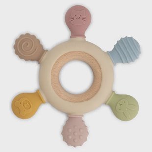 Prénatal Silconen Houten Bijtring Patroon