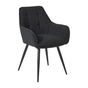 Eetkamerstoel bouclé met armleuning - zwart - 87x56.5x43 cm