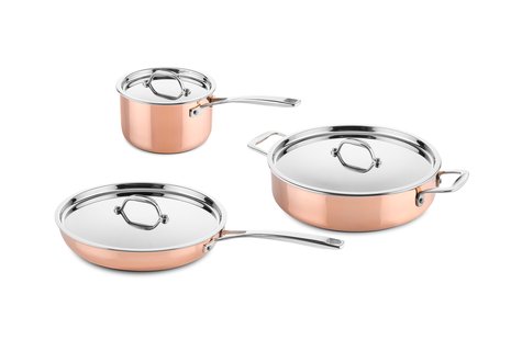 DUCQ 3 delige koperen pannenset (geschikt voor inductie)
