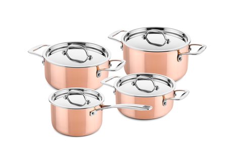 DUCQ 4 delige koperen pannenset (geschikt voor inductie)