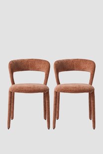 Lichtroze chenille eetkamerstoelen