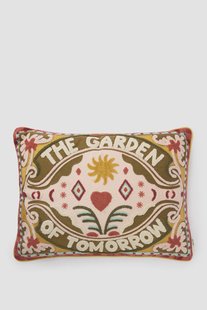 Multicolour kussen met dessin en tekst