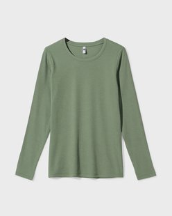 HEMA Dames T-shirt Clara rib groen (groen)