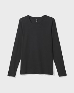 HEMA Dames T-shirt Clara rib zwart (zwart)